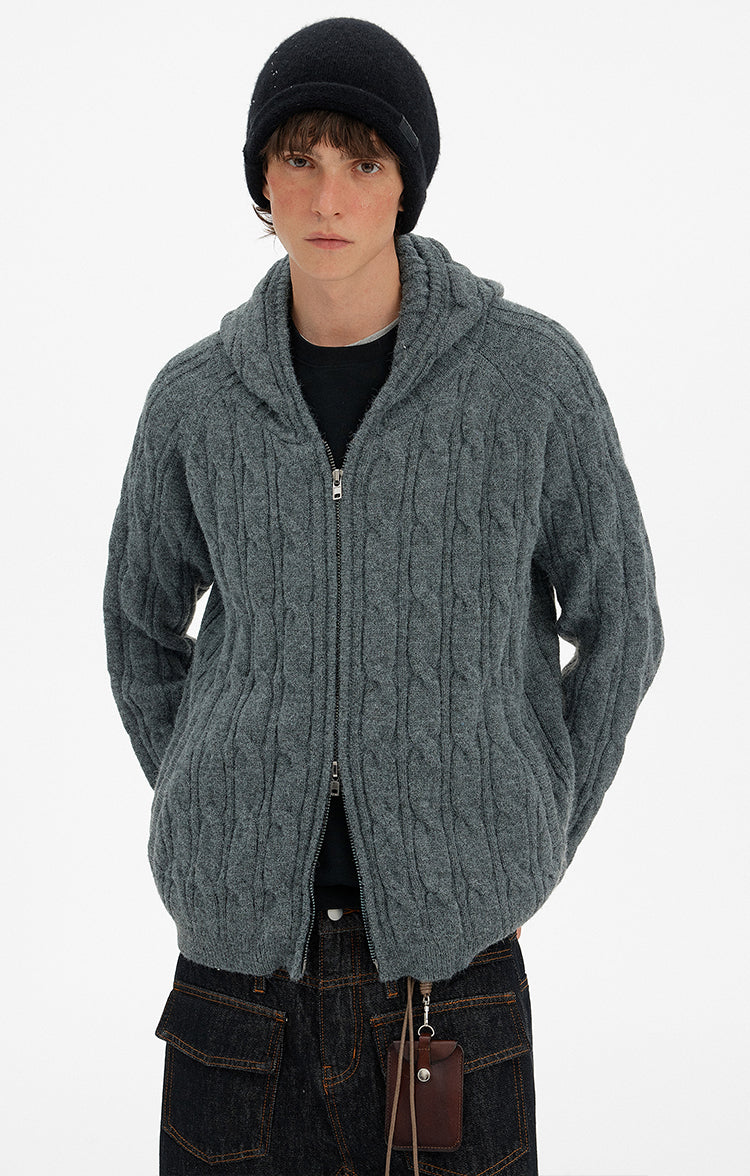 MADWITCH RETRO CABLE KNIT HOODIE #MY020