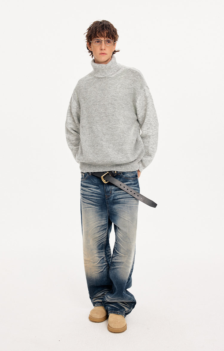 MADWITCH WOOL BLEND STAND COLLAR SWEATER #72672