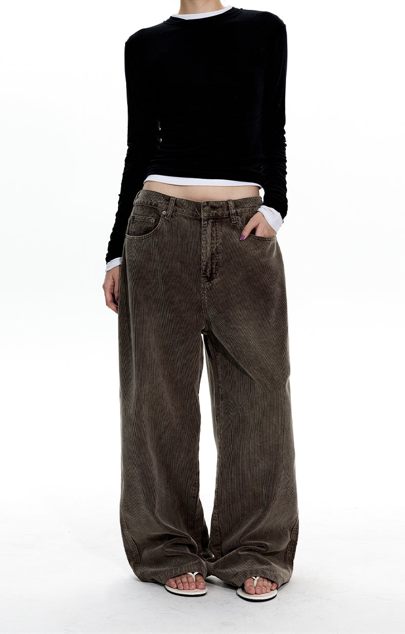 MADWITCH WASHED CORDUROY STRAIGHT JEANS #GPC3571