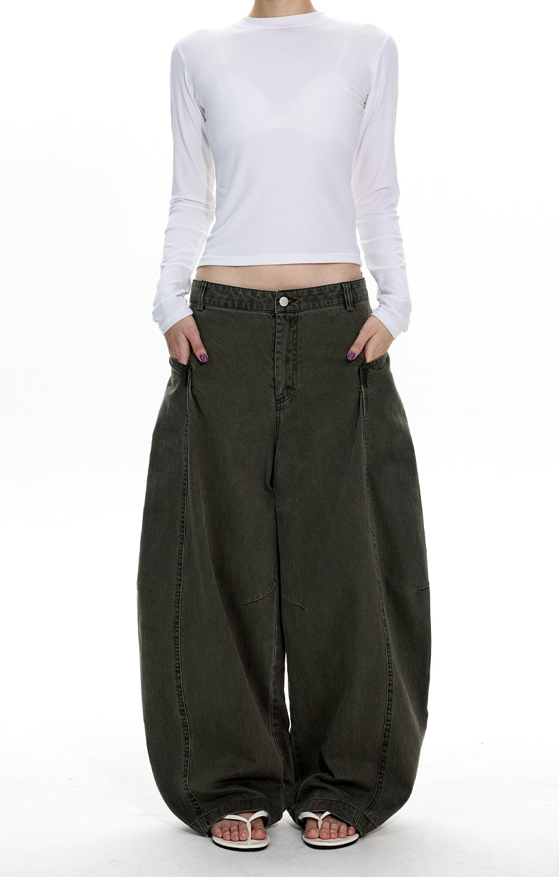 MADWITCH DECONSTRUCTED WASHED WIDE PANTS #A620