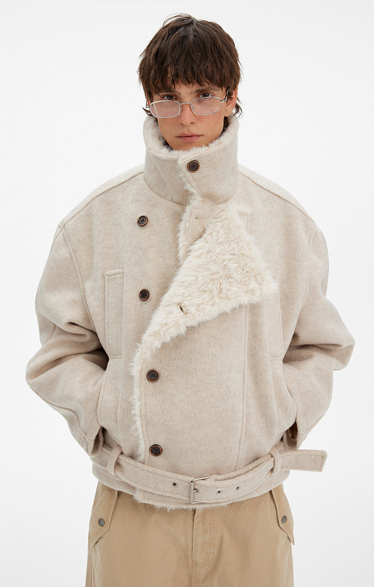 MADWITCH RETRO DOUBLE-BREASTED FUR PARKA #880560
