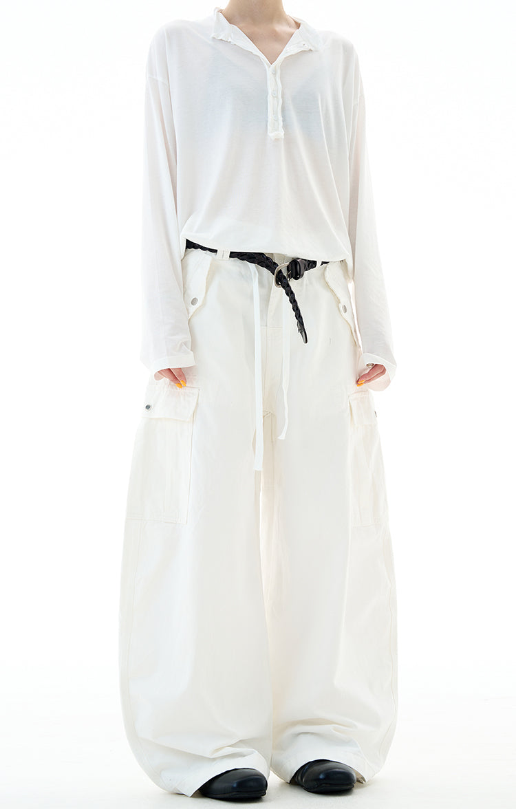 MADWITCH DRAWSTRING MULTI-POCKET CARGO PANTS #Z030