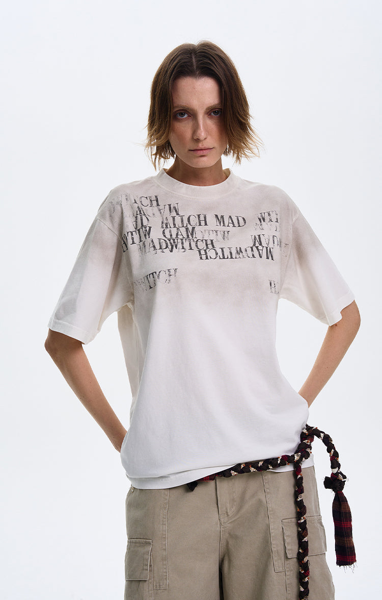MADWITCH LETTER PRINT SHORT SLEEVE #MD3635