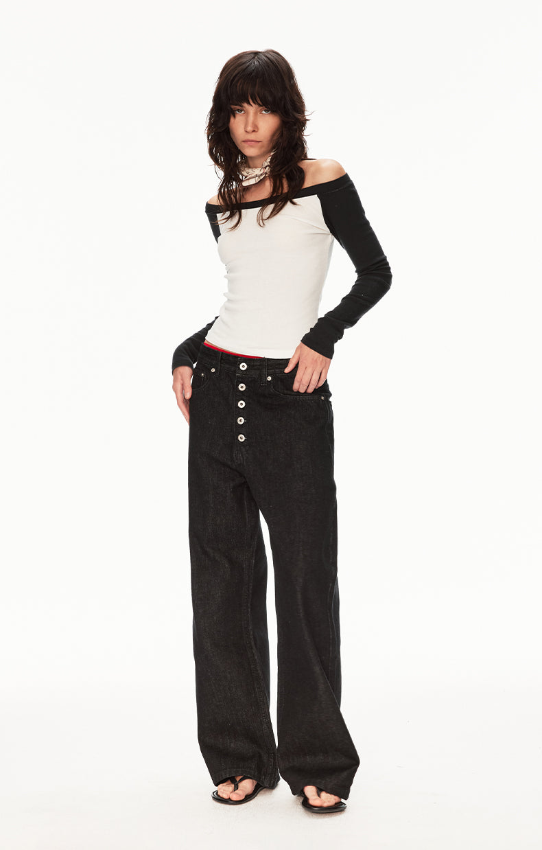 MADWIT VINTAGE BUTTON JEANS #G6969