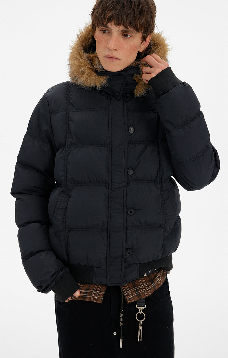 MADWITCH HOODED FUR COLLAR PUFFER JACKET #MF8602