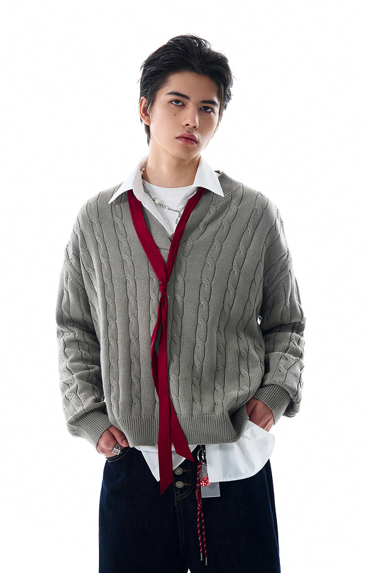 MADWITCH V-NECK RETRO SWEATER #MY009