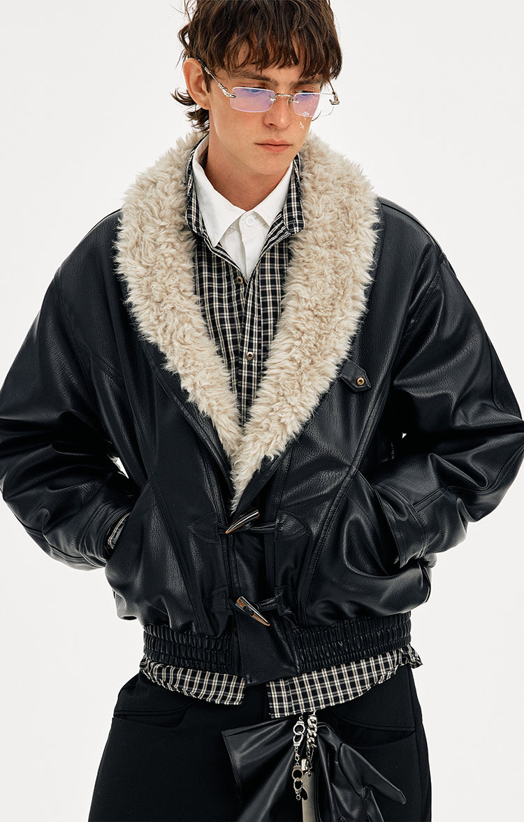 MADWITCH HORN BUTTON LEATHER QUILTED JACKET #AW25507