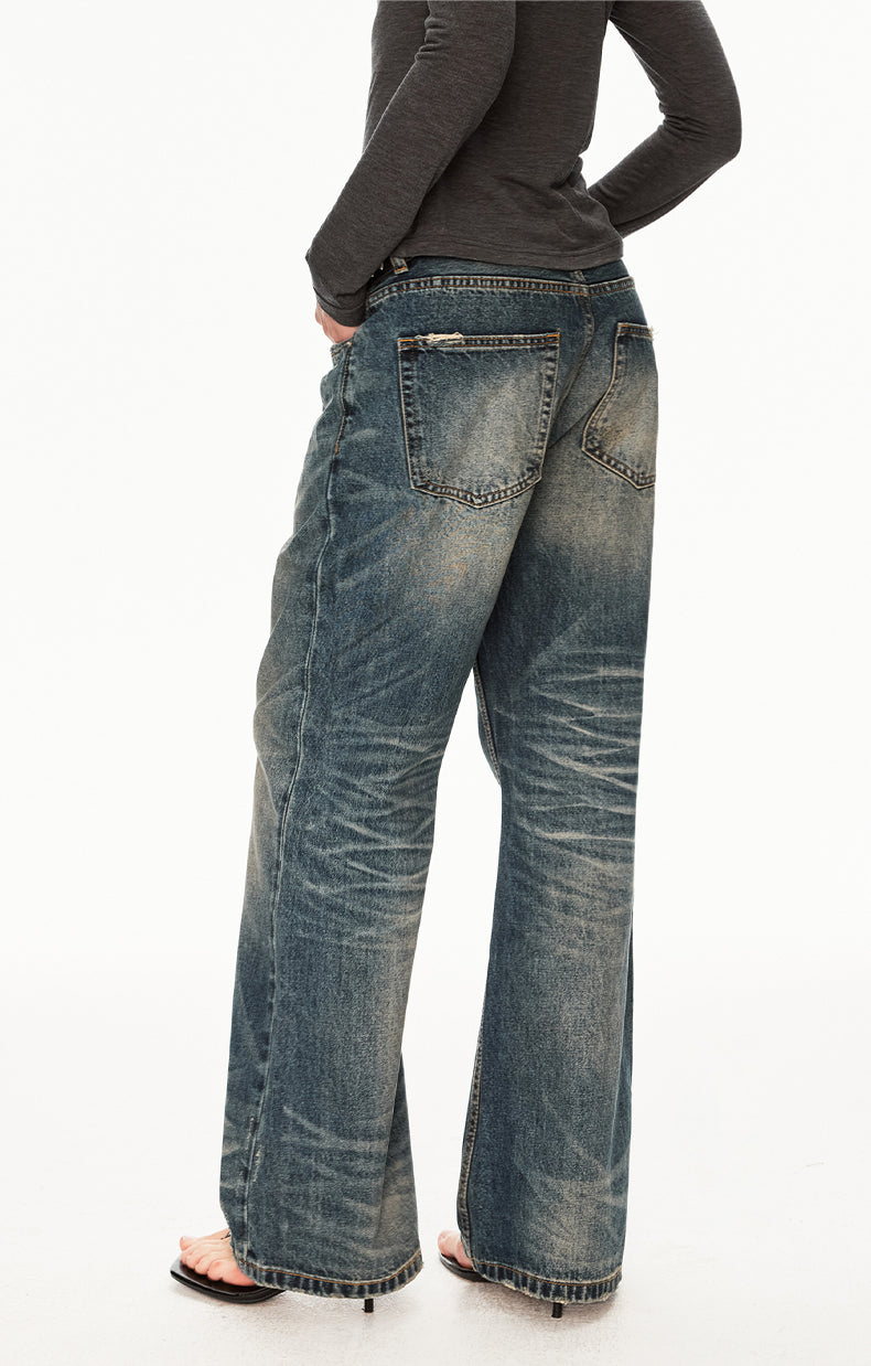 MADWIT WASHED STRAIGHT JEANS #GD003