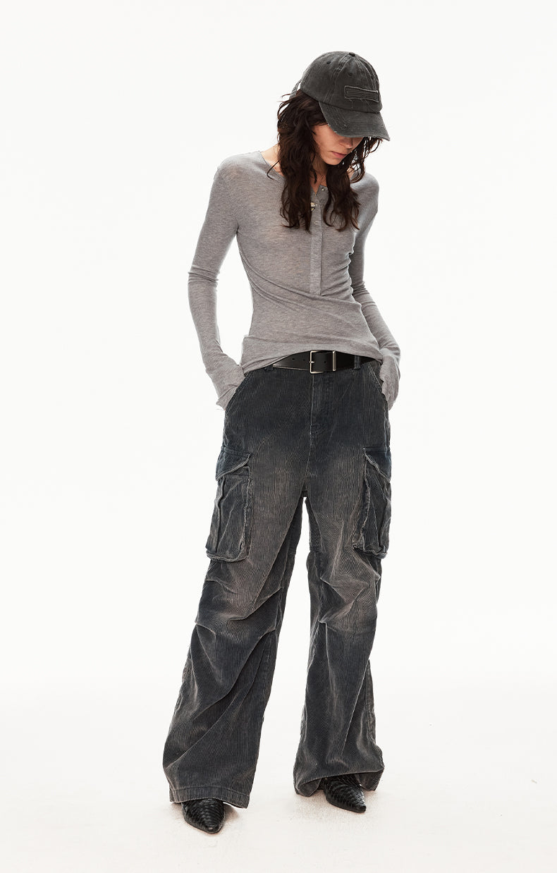 MADWIT DISTRESSED CORDUROY PANTS #Z041