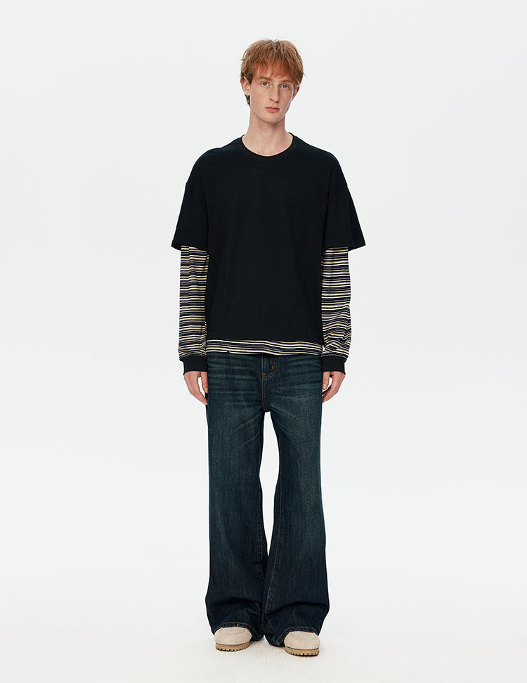 MADWITCH PATCHWORK FAUX LAYER TEE #26008