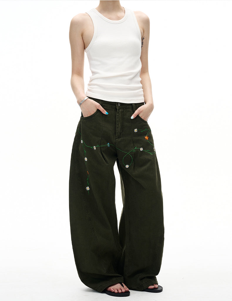 MADWITCH FLORAL PATCH CARGO PANTS #E5807