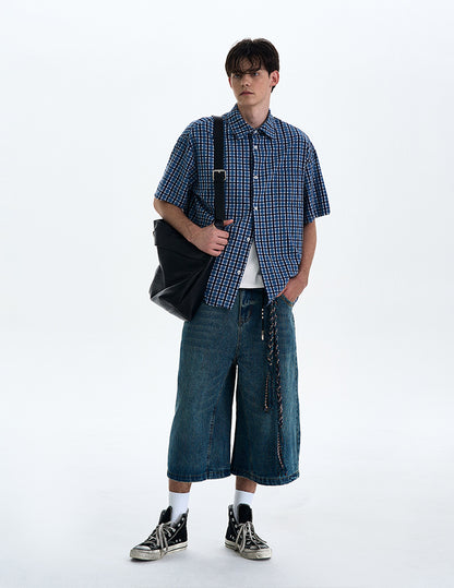 MADWITCH VINTAGE PLAID SHORT SLEEVE SHIRT #RC188
