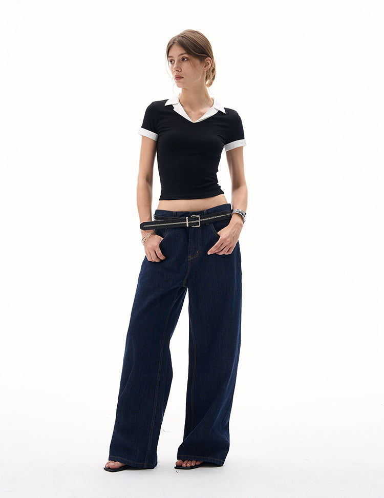 MADWITCH FOLDING COLLAR SLIM FIT T-SHIRT #DD3327