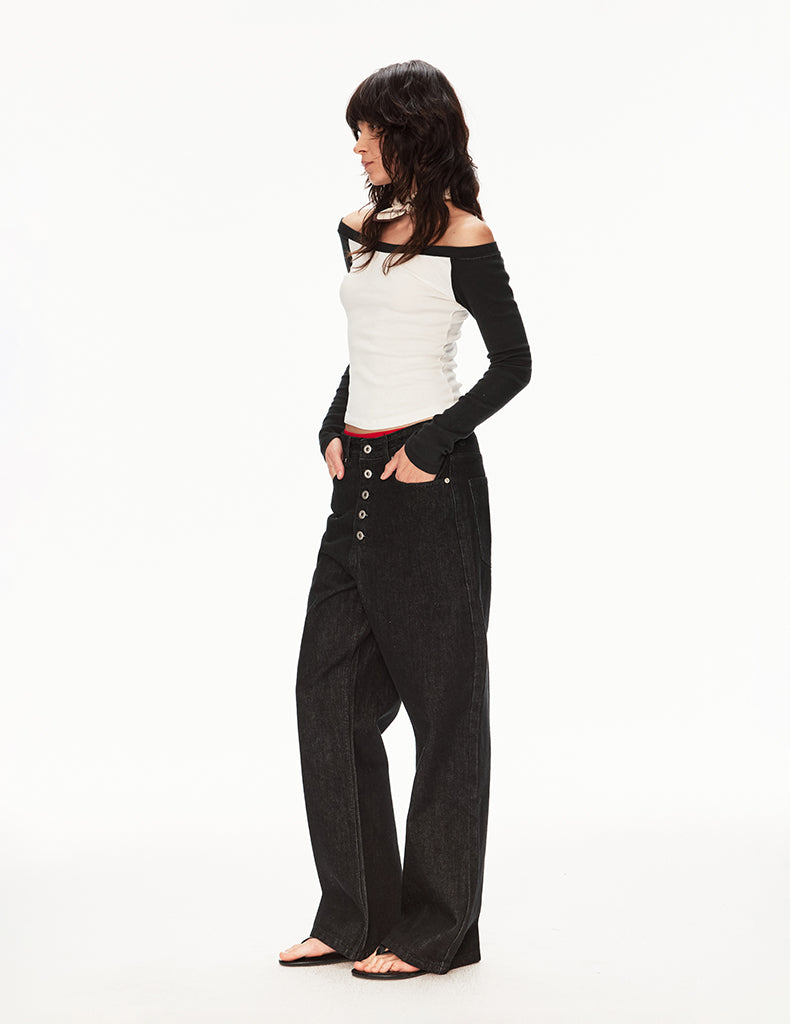 MADWIT VINTAGE BUTTON JEANS #G6969