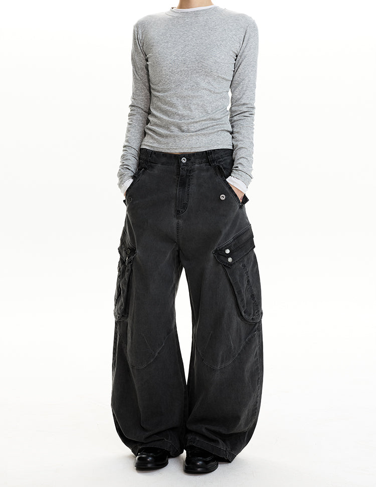 MADWIT DISTRESSED WIDE WORK PANTS #CK6932