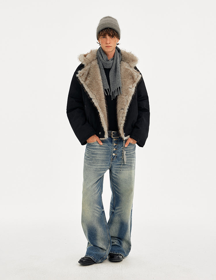 MADWITCH SUEDE HOODED QUILTED FUR JACKET #AW25505