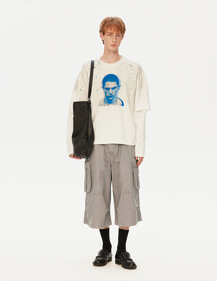 MADWITCH DISTRESSED FAUX LAYER TEE #T631