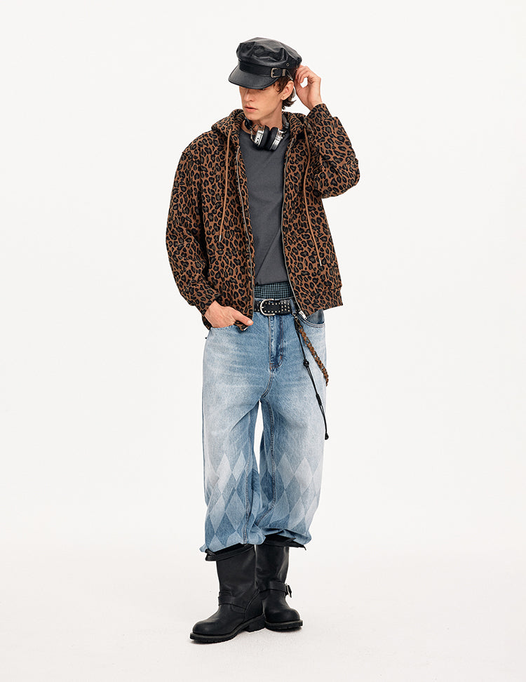 MADWITCH LEOPARD HOODED SWEATSHIRT JACKET #CW1327