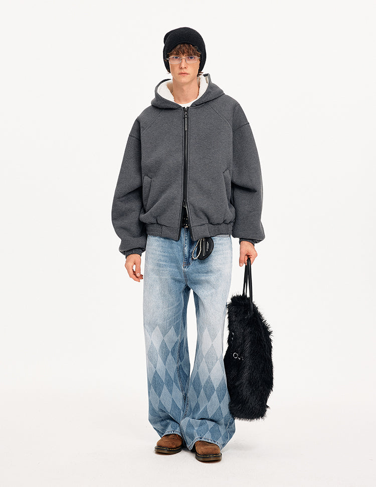 MADWITCH DECONSTRUCTED HOODED FLEECE JACKET #DW1631