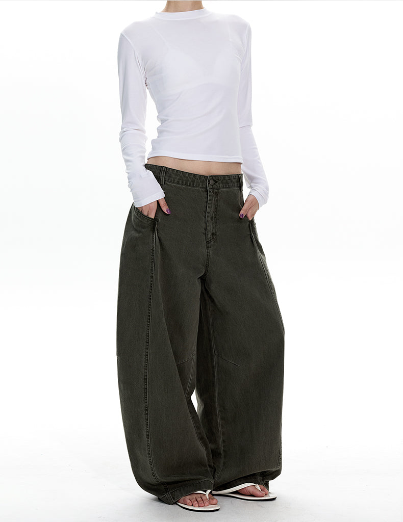 MADWITCH DECONSTRUCTED WASHED WIDE PANTS #A620