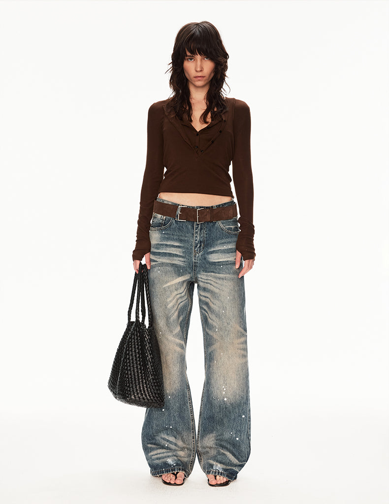 MADWIT INK SPLATTER JEANS #G6942