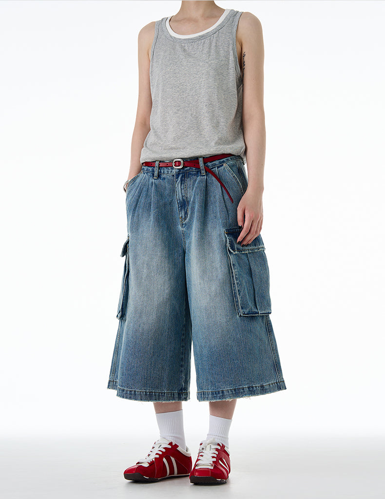 MADWITCH LOOSE CROP CARGO JEANS #9676