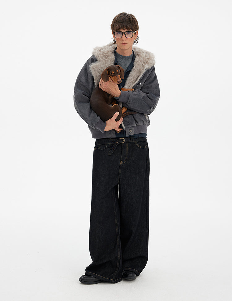 MADWITCH PATCHWORK FUR COLLAR PARKA JACKET #246031