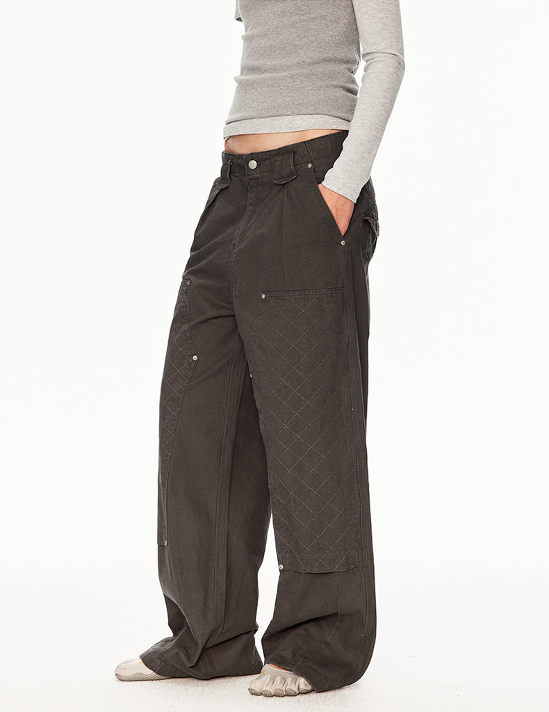 MADWIT PATCHWORK PLEATED WORK PANTS #CK6939