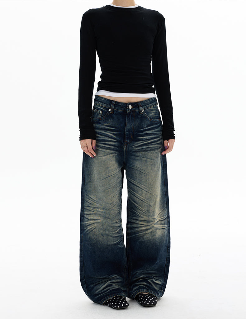 MADWITCH HEAVY WASH WIDE LEG JEANS #DR9692