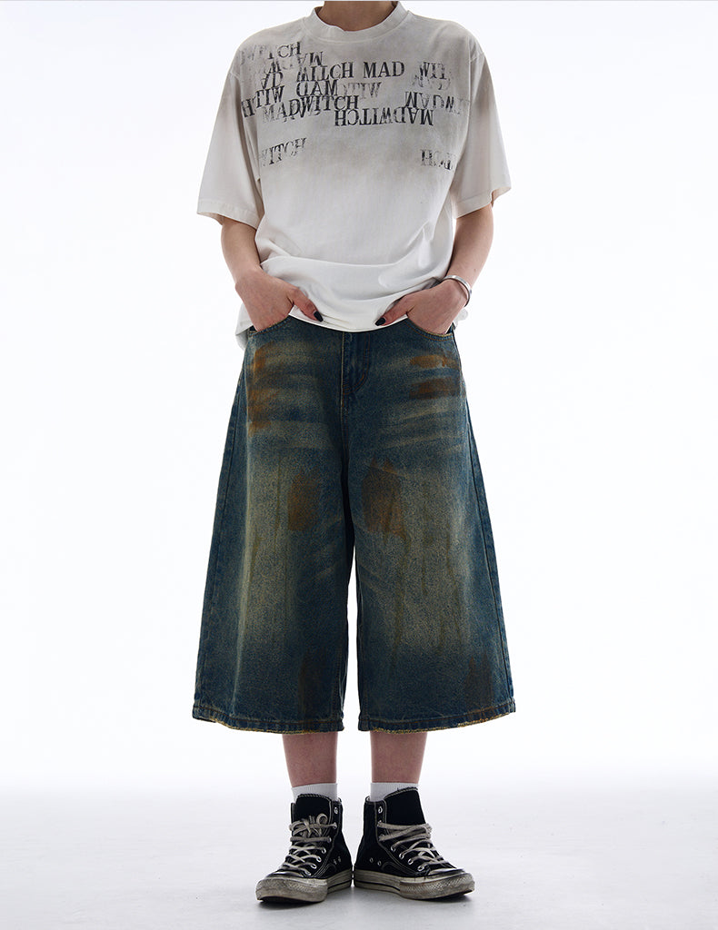 MADWITCH VINTAGE WIDE-LEG CROP JEANS #NZ7319