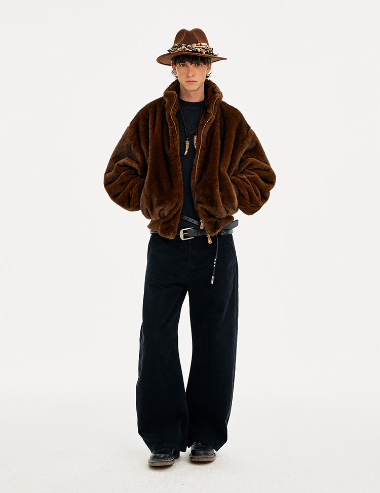 MADWITCH FAUX FUR STAND COLLAR COAT #256086