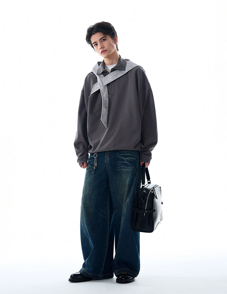 MADWITCH TURN-DOWN COLLAR VERSATILE TOP #0198