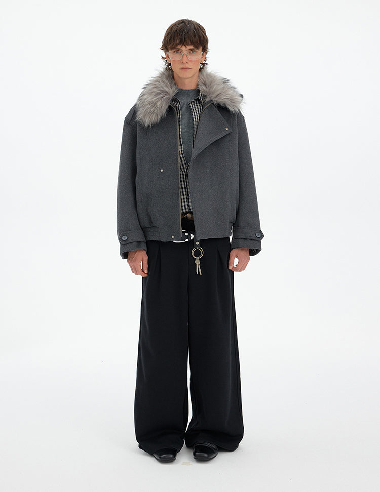 MADWITCH DECONSTRUCTED FUR COLLAR PARKA #990922