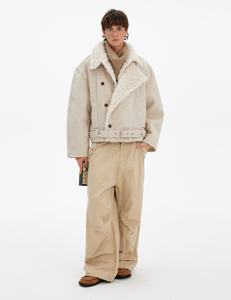 MADWITCH RETRO DOUBLE-BREASTED FUR PARKA #880560