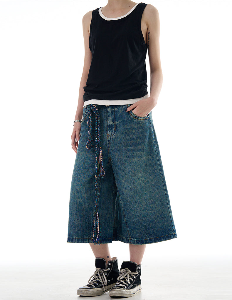 MADWITCH WASHED WIDE LEG DENIM JEANS #L562