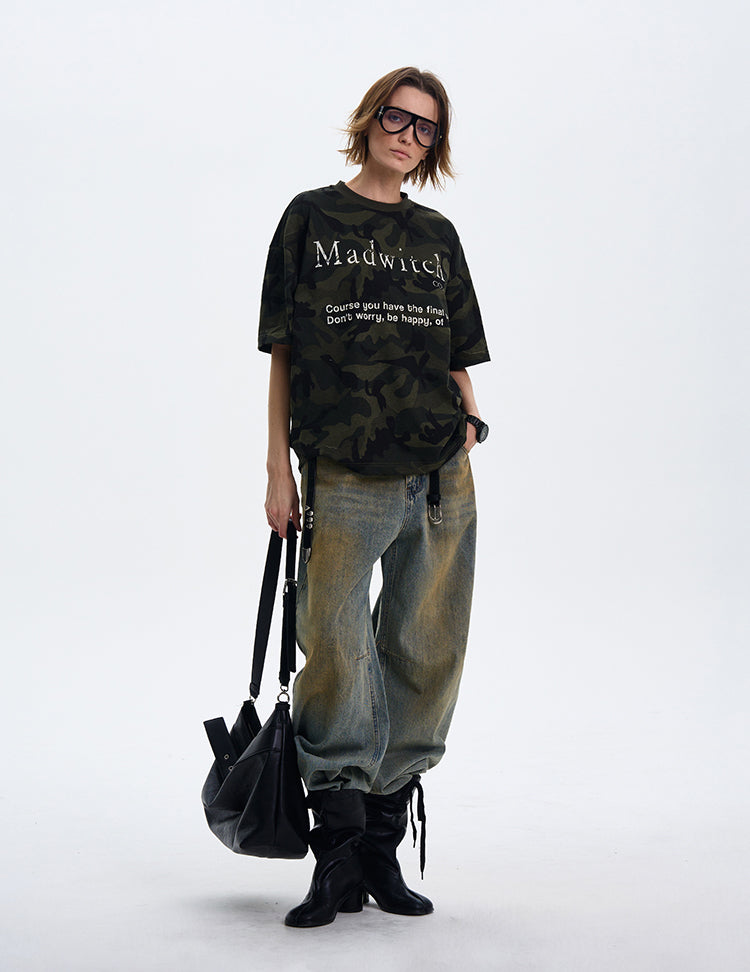MADWITCH CAMO PRINT SHORT-SLEEVE T-SHIRT #MD4152