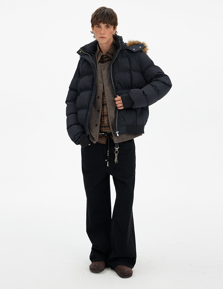 MADWITCH HOODED FUR COLLAR PUFFER JACKET #MF8602