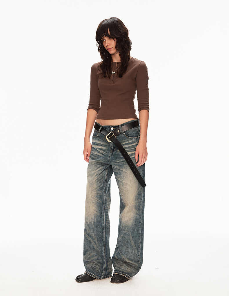 MADWIT DISTRESSED STRAIGHT JEANS #FX082