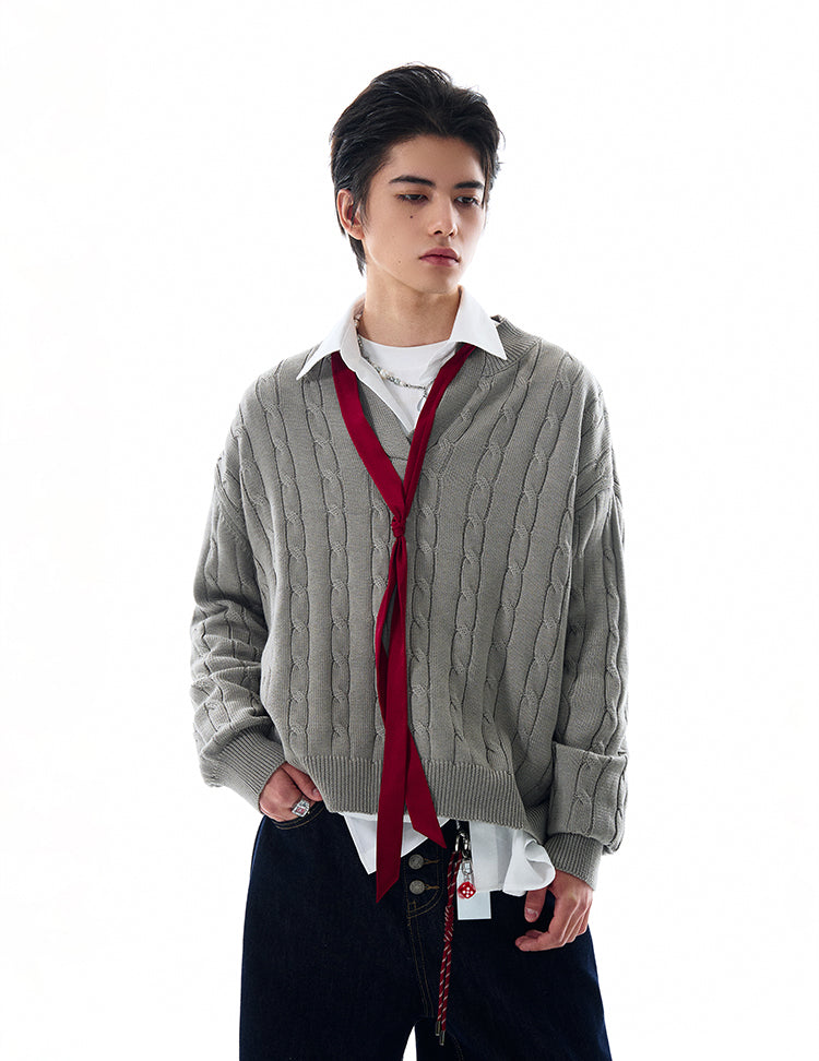 MADWITCH V-NECK RETRO SWEATER #MY009
