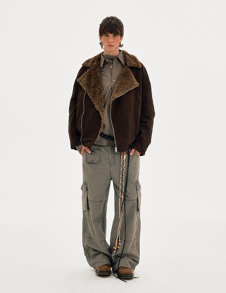 MADWITCH DIAGONAL FUR JACKET #MY0212