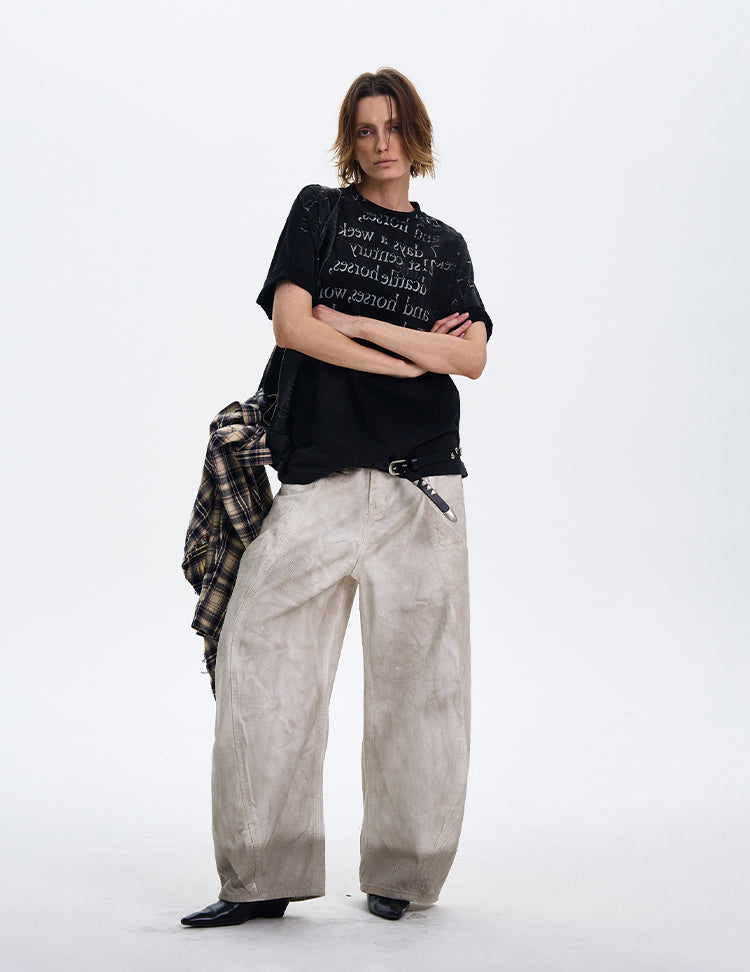 MADWITCH GRADIENT LETTER PRINT T-SHIRT #MD4150