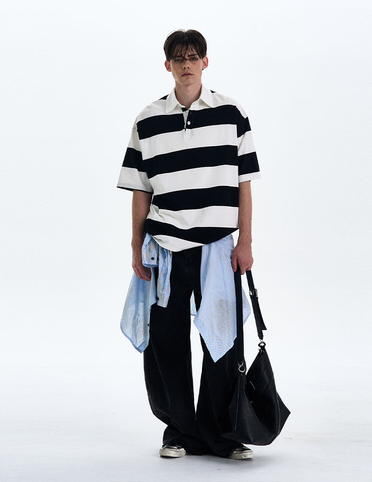 MADWITCH STRIPED LOOSE-FIT T-SHIRT #MD4178
