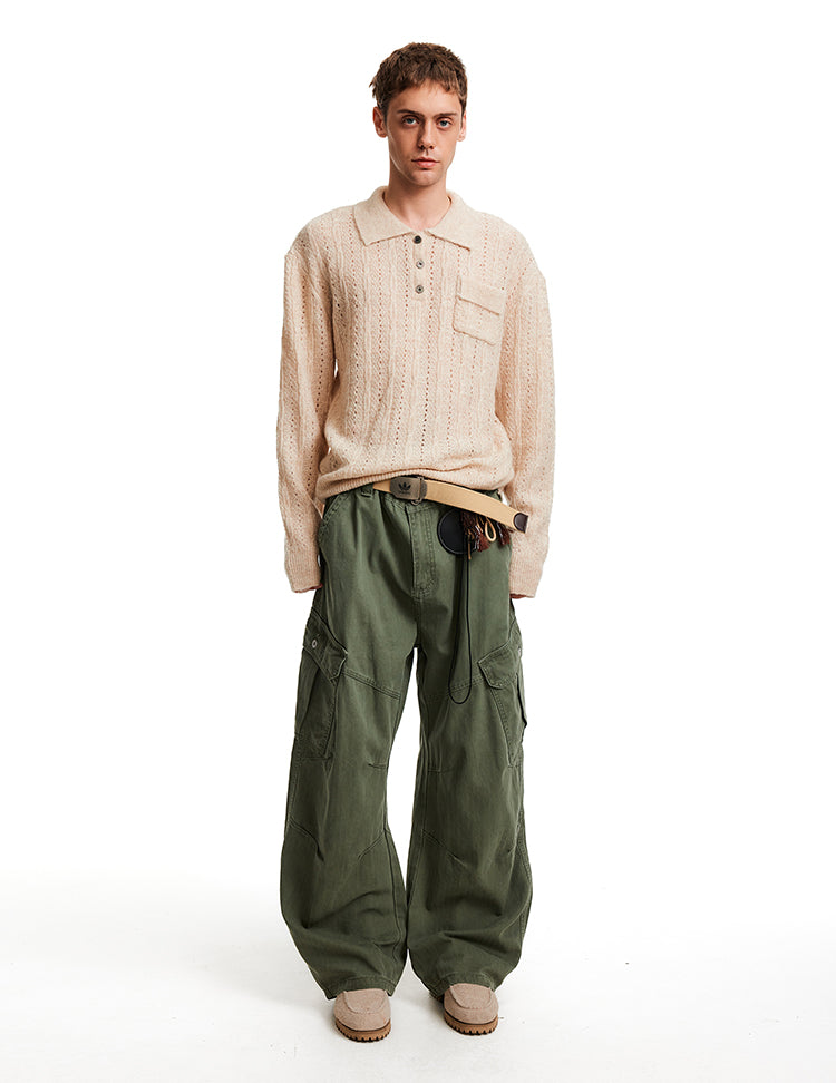 MADWITCH EYELET HENLEY TOP #C2510Q25