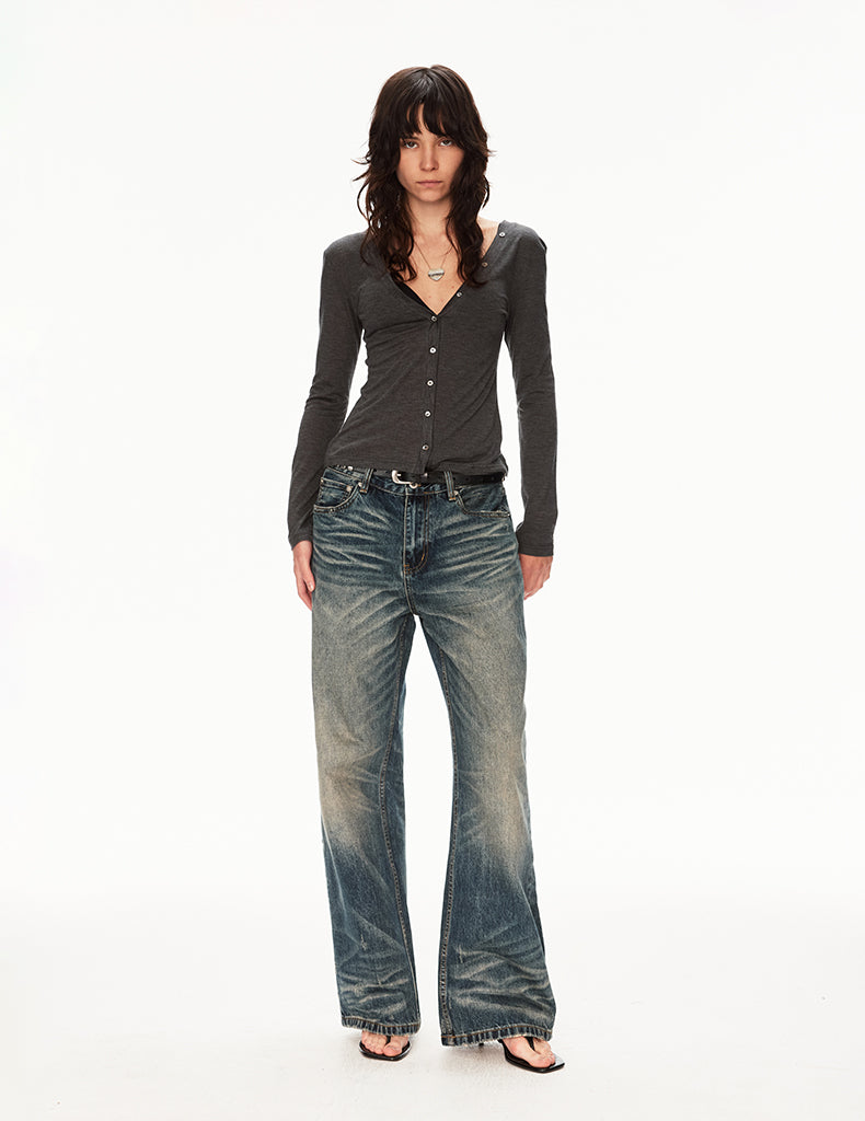 MADWIT WASHED STRAIGHT JEANS #GD003