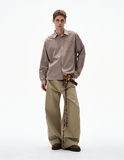 MADWITCH UNISEX VINTAGE PLAID LONG SHIRT #CR6215
