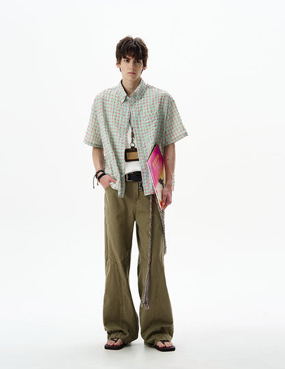 MADWITCH SEERSUCKER CHECK SHIRT #CR238