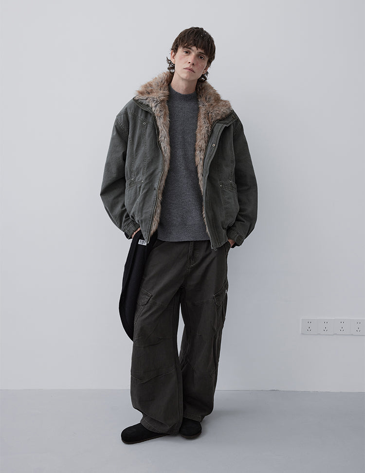 MADWITCH DETACHABLE FUR COLLAR WORK PARKA #990998