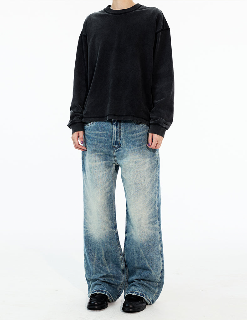 MADWITCH FADED WASH STRAIGHT LEG JEANS #GPC9758