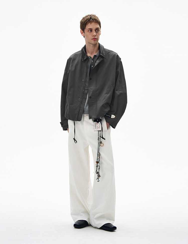 MADWITCH LEATHER-TRIMMED CASUAL TOP #M1005