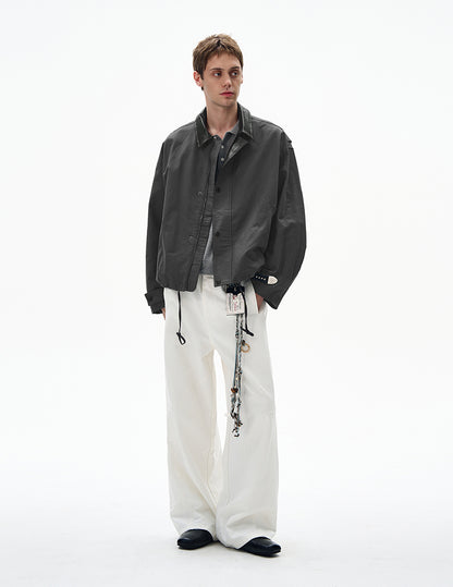 MADWITCH LEATHER-TRIMMED CASUAL TOP #M1005